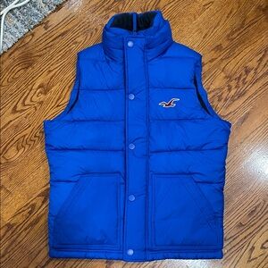 Blue Puffer Vest with Logo Hollister